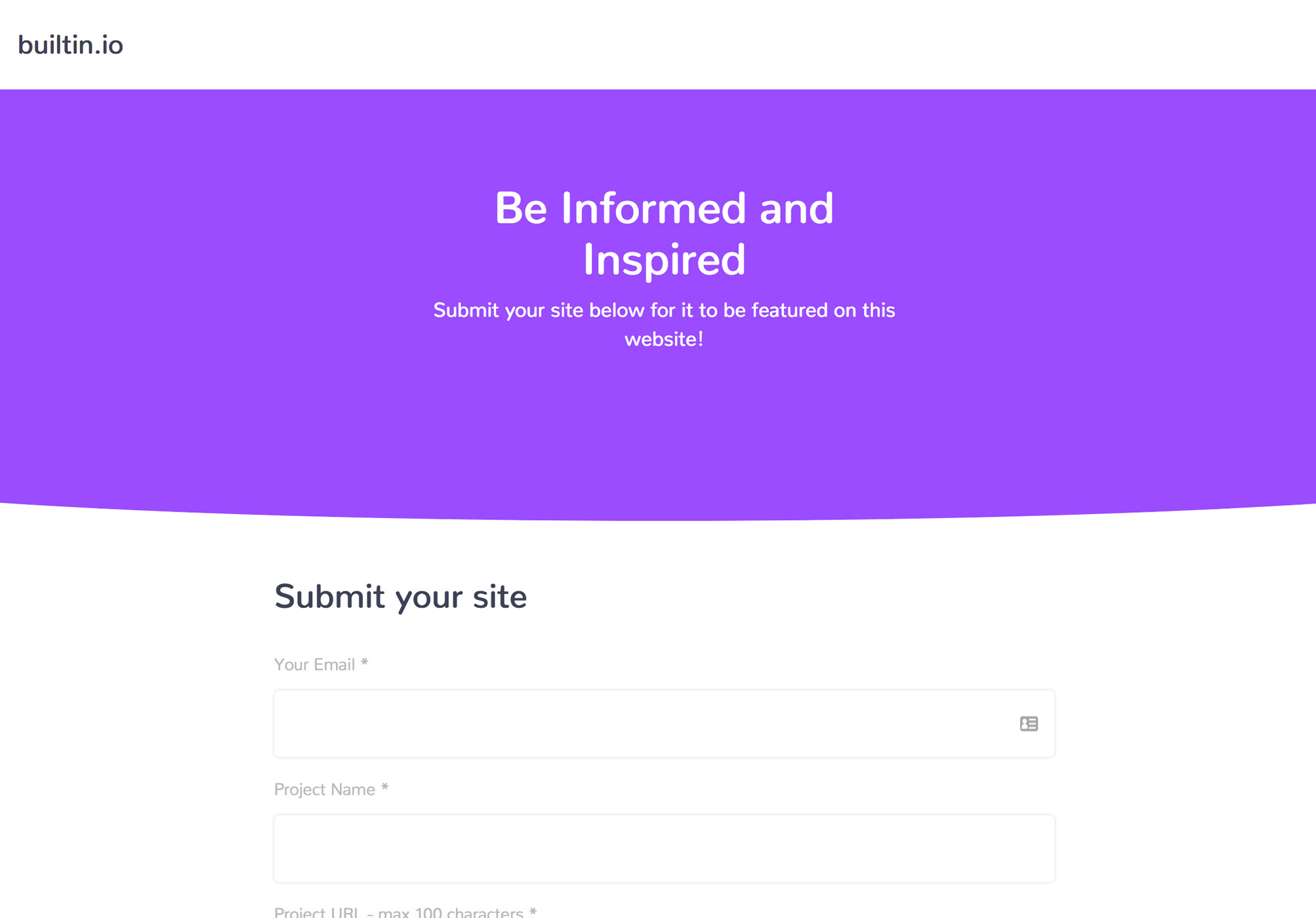 Builtin.io submission page
